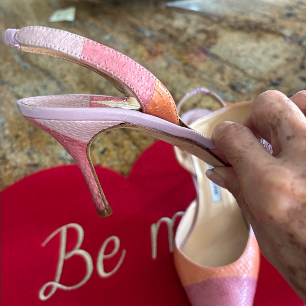 Manolo Blanick Pink Heels Slingback Style with Open Toe